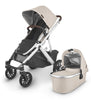 UPPAbaby Vista V2 Stroller Convertible Single-To-Double System Bassinet, Toddler Seat, Bug Shield, Rain Shield, and Storage Bag Included Declan (Oat Mélange/Silver Frame/Chestnut Leather)