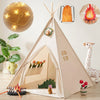 Kids-Teepee-Tent with Lights & Campfire Toy & Carry Case, Natural Cotton Canvas Toddler Tent - Washable Foldable Teepee Tent for Kids Indoor Tent, Outdoor Play Tent for Girls & Boys