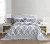 HZ&HY Oversized King Bedspread 128x120 Extra Wide, Jacquard Matelasse Damask Pattern Design, Lightweight, Reversible, 5 Piece, 100% Microfiber, King/Cal King, Dark Blue