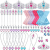 64 Pcs Princess Jewelry Toys for Girls, Princess Party Favors Dress up Accessories Included Crown Wand Gloves Necklace Rings Earrings for Princess Birthday Party Cosplay Decoration, 8 Sets 4 Colors