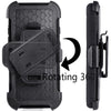 compatible for samsung galaxy s7 edge case (not for s7), plusmall rugged shockproof hybrid protective case back cover with swivel belt clip hard holster defender case ring rotating kickstand (black)