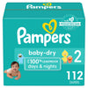 Pampers Baby Dry Diapers - Size 2, 112 Count, Absorbent Disposable Diapers