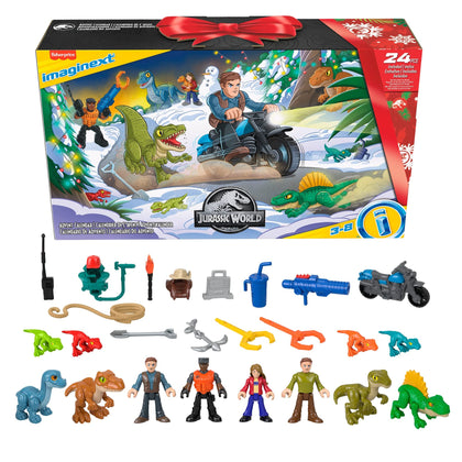 Fisher-Price Imaginext Jurassic World Advent Calendar, Christmas Gift of 25 Dinosaur Toys & Figures for Preschool Kids Ages 3+ Years