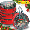 Shappy Christmas Wreath Storage Bag Plastic Storage Containers for Wreaths Container Christmas Decorative Xmas Plastic Bag Holder Handles Dual Zipper Holiday Wreath Wrapping (24 x 7 Inch,4 Pcs)