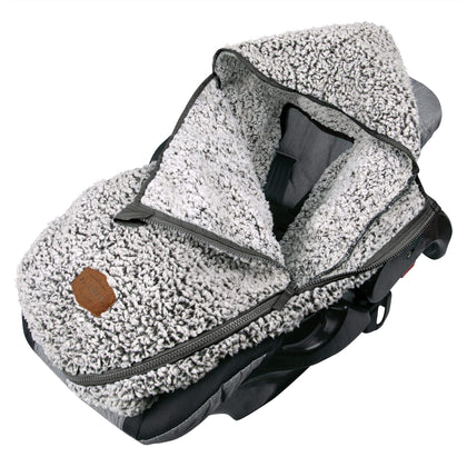 JJ Cole Bundle Me Winter Baby Car Seat Cover and Bunting Bag - Sherpa Lined Infant Car Seat and Baby Carrier Cover - Winter Baby Car Seat Covers - Cozy Gray