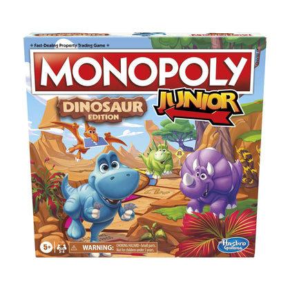 Hasbro Gaming Monopoly Junior Dinosaur Edition Board Game, 2-4 Players, with Dino-Themed Toy Tokens, Kids Easter Basket Stuffers, Ages 5+ (Amazon Exclusive)