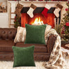 decorUhome Christmas Chenille Soft Throw Pillow Covers 18x18 Set of 2, Farmhouse Velvet Pillow Covers, Decorative Square Pillow Covers with Stitched Edge for Couch Sofa Bed, Forest Elf