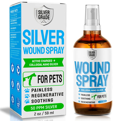 Wound Spray for Pets ? Colloidal Silver Wound and Skin Care for Dogs & Cats ? Helps with Rashes, Hot Spots, Itch, Scratching, Skin Irritation, Bites & Burns ? Safe if Licked (2 Oz, Wound Spray)