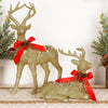 Juegoal Christmas Tabletop Decorations, Set of 2 Glitter Golden Reindeer Figurines, 12.6