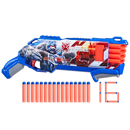 NERF Transformers Optimus Primal Dart Blaster, 16 Nerf Elite Darts, Pump Action, Toy Foam Blasters for 8 Year Old Boys & Girls & Up