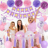 pugkloy Purple Pink Birthday Party Decorations for Women Girls with Happy Birthday Banner,Hanging Swirls,Tissue Paper Pompoms,Circle Dots Garland,Tassel Garland Purple Birthday Balloons (Purple)