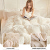 LIFEREVO Luxury Plush Shaggy Duvet Cover Set, Soft Velvet Fluffy Furry Duvet Cover Set(1 Faux Fur Fuzzy Comforter Cover + 2 Pompoms Pillow Cases) Bedding Set, Zipper Closure(Full/Queen, Light Beige)