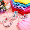 64 Pcs Princess Jewelry Toys for Girls, Princess Party Favors Dress up Accessories Included Crown Wand Gloves Necklace Rings Earrings for Princess Birthday Party Cosplay Decoration, 8 Sets 4 Colors