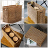 Angoily Woven Magazine Holder Magazine Wicker Basket Natural Narrow Rattan Magazine Holder Magazine Storage Basket Bin for Home Office