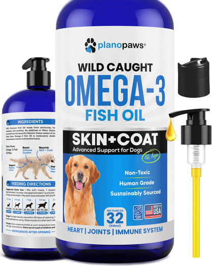 Omega 3 Fish Oil for Dogs - Better Than Salmon Oil for Dogs - Dog Fish Oil Supplement - Reduce Shedding & Itching - Supports Joints, Brain, Heart Health- Dog Skin and Coat Supplement - Fish Oil Liquid