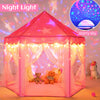 Senodeer Princess Tent with Rug, Star Lights, Starry Projector Night Light for Girls, Pink Play Tent for Kids, Girls Toys Set for Indoor and Outdoor Games, Princess Castle Playhouse