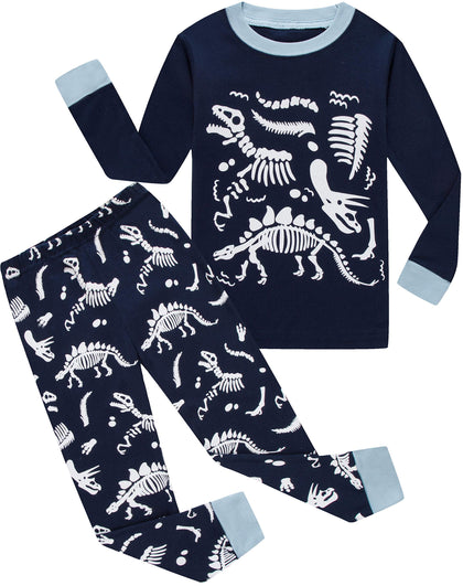 Kids Pajamas Boys Pj Long Sleeve Dinosaur Pjs 100% Cotton 2 Piece Sleepwear Set Size 6