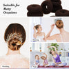 Hair Bun Maker Set 6 PCS, Ring Style Hair Bun Donut (1 L, 2 M and 3 S), Hair Bun Shaper, Hair Accessories with 20 Hair Pins, 5 Elastic Bands and 4 Pony Hair Tools for Women & Girls Kids (Dark Brown)