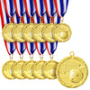 Juvale 12 Pack Soccer Award Medals for Kids and Adults - Team Participation Trophies with Red, White, and Blue Striped 15.5