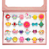 PinkSheep Little Girl Jewel Rings in Box, Adjustable, No Duplication, Girl Pretend Play and Dress Up Rings (24 Lovely Ring)