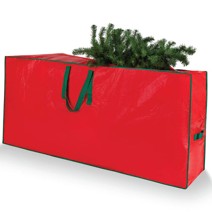 Christmas Tree Storage Bag - Stores 7.5 Foot Artificial Xmas Holiday Tree, Durable Waterproof Material, Zippered Bag, Carry Handles. Protects Against Dust, Insects and Moisture (Red)