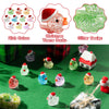 Haooryx 100Pcs Christmas Mini Resin Ducks Glitter Miniature Christmas Hat Duck Figures Shine Tiny Duck Ornaments Micro Landscape Fairy Garden Dollhouse Accessories for Xmas Birthday Party Decor