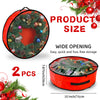 2 Pack Christmas Wreath Storage Container - 30 Inch, Garland Storage, Christmas Large Wreath Storage Container Cover, Durable Tarp Material, Dual Zipper Storage Bag for Xmas Holiday, Red