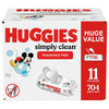 Huggies Simply Clean Fragrance-Free Baby Wipes, 11 Flip-Top Packs (704 Wipes Total)