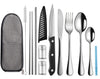 Logcow Portable Travel Utensils Set,Reusable Utensils,Travel Camping Cutlery Set,Stainless Steel Flatware Set with Case,Lunch Boxes Workplace Camping School Picnic (Sivler)