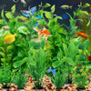 PietyPet Fish Tank Accessories Green Plants, 10pcs Green Fish Tank Decorations, Aquarium Decor Plastic Plants