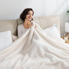 Berkshire Blanket Classic Extra-Fluffy Plush Blanket,Queen Size Bed Blanket,Soft Fuzzy Fluffy Long Hair Blanket for Couch Sofa Bed,Cream,90x90 Inches