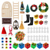 38Pcs Doll House Christmas Decoration, Miniature Christmas Dollhouse Accessories Fake Light Door Mini Xmas Tree 1:12 Miniature Scene Model Pretend Toys DIY Festival Holiday Party Favors