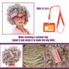 FAYBOX 9 pcs Old Lady Costume for Kids,100 Days of School Costume Old Lady Wig for Girls,Halloween Granny Grandma Dress Up