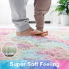 KICMOR Ultra Soft Fluffy Area Rugs for Bedroom, 3' x 5' Shaggy Oval Kids Rugs, Non-Slip Plush Shaggy Carpet for Living Room, Cute Bedside Rug for Kids Room Nursery Room Home Decor, Tie-Dye Rainbow