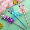 ASTER Glitter Star Wands 3Pcs 11 Inches Princess Angel Fairy Star Magic Wands Girls Fairy Magic Dress-up Star Wand Angel Fairy Costume Props Wands Sticks for Birthday Halloween Christmas Party