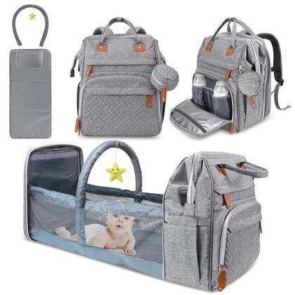 DERSTUEWE Diaper Bag Backpack?Baby Diaper Bags, Baby Shower Gifts, Multifunctional diaper backpack Large Capacity, (Heather Grey)