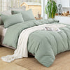 EMME Cotton Twin Duvet Cover Sage Green 2-Piece Soft Cotton Twin XL Comforter Cover Bedding Collection Solid Color Button Closure & Corner Ties (Green, Twin/Twin XL)