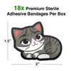 GAMAGO Kitten Bandages for Kids & Kidults - Set of 18 Individually Wrapped Self Adhesive Bandages - Sterile, Latex-Free & Easily Removable - Funny Gift & First Aid Addition