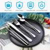 5PCS Portable Silverware Set with Case, Lengnoyp Travel Camping Utensils Set, Premium Stainless Steel Travel Cutlery Set, Reusable Safe Flatware Sets for Lunch Box/Workplace/Students, Silver