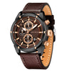 Mini Focus Men Watches Business Casual Wrist Watches (Multifunction/Waterproof/Luminous/Calendar) Genuine Leather Band Fashion Watch for Men (Brown)