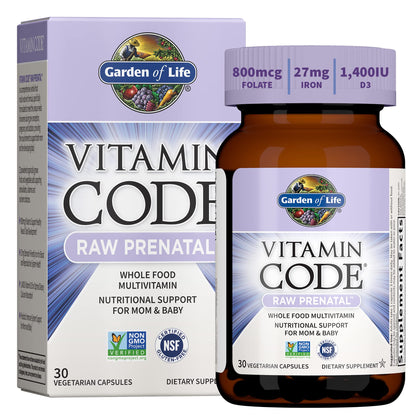 Garden of Life Prenatal Multivitamin for Women with Iron, Folate & Vitamin C and D3 for Neural Development & Probiotics for Immune Support - Vitamin Code - Non-GMO, Gluten-Free, Kosher, 10 Day Supply