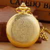 Realpoo Gold Smooth Shield Round Case Quartz Pocket Watch Quartz Movement with Chain-Gold