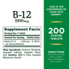 Nature's Bounty Vitamin B12, Supports Energy Metabolism, Tablets, 1000mcg, 200 Ct