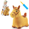 iPlay, iLearn Bouncy Pals Yellow Hopping Horse, Outdoor Ride on Bouncy Animal Play Toys, Inflatable Hopper Plush Covered W/Pump, Birthday Gift for 18 Months 2 3 4 5 Year Old Kids Toddlers Boys Girls