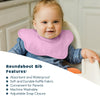 Tiny Twinkle Roundabout Drool Bibs 3 Pack - 360 Rotating Waterproof and Absorbent Teething Baby Bibs (Girl Set Pink)