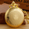 Realpoo Gold Smooth Shield Round Case Quartz Pocket Watch Quartz Movement with Chain-Gold