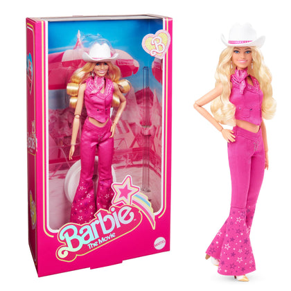 Barbie: The Movie Collectible Doll Margot Robbie as in Pink Western Outfit, Pink,silver