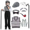 MERIABNY Old Man Costume Kit for Kids Size 7 100 Day Of School Grandpa Costume for Boys Old People Costume