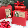 Evergreen Christmas Gift Tags, Self-Adhesive Stickers - 75 Labels, Holiday Gift Tags on Kraft