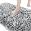 Yimobra Premium Bathroom Rug Non Slip Fluffy Bath Mat, Incredibly Soft Comfortable, Extra Thick, Water Absorbent, Shaggy Floor Mats, 31.5 x 19.8 Inches, Light Gray